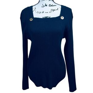 Tommy Hilfiger Women's Navy Blue Sailor-Neck Ribbed long sleeve Sweater  size XL